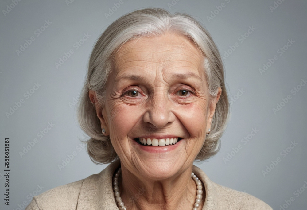 Portrait view of a regular happy smiling Czech Republic old woman, ultra realistic, candid, social media, avatar image, plain solid background Portrait view of a regular happy smiling Czech Republic old woman, ultra realistic, candid, social media, avatar image, plain solid background