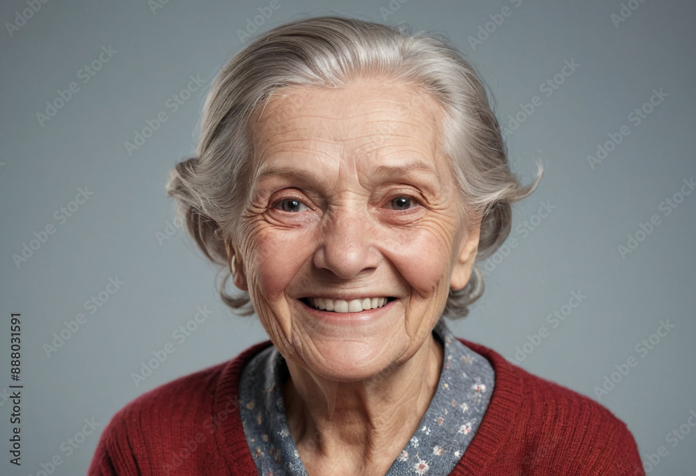 Portrait view of a regular happy smiling Denmark old woman, ultra realistic, candid, social media, avatar image, plain solid background Portrait view of a regular happy smiling Denmark old woman, ultra realistic, candid, social media, avatar image, plain solid background
