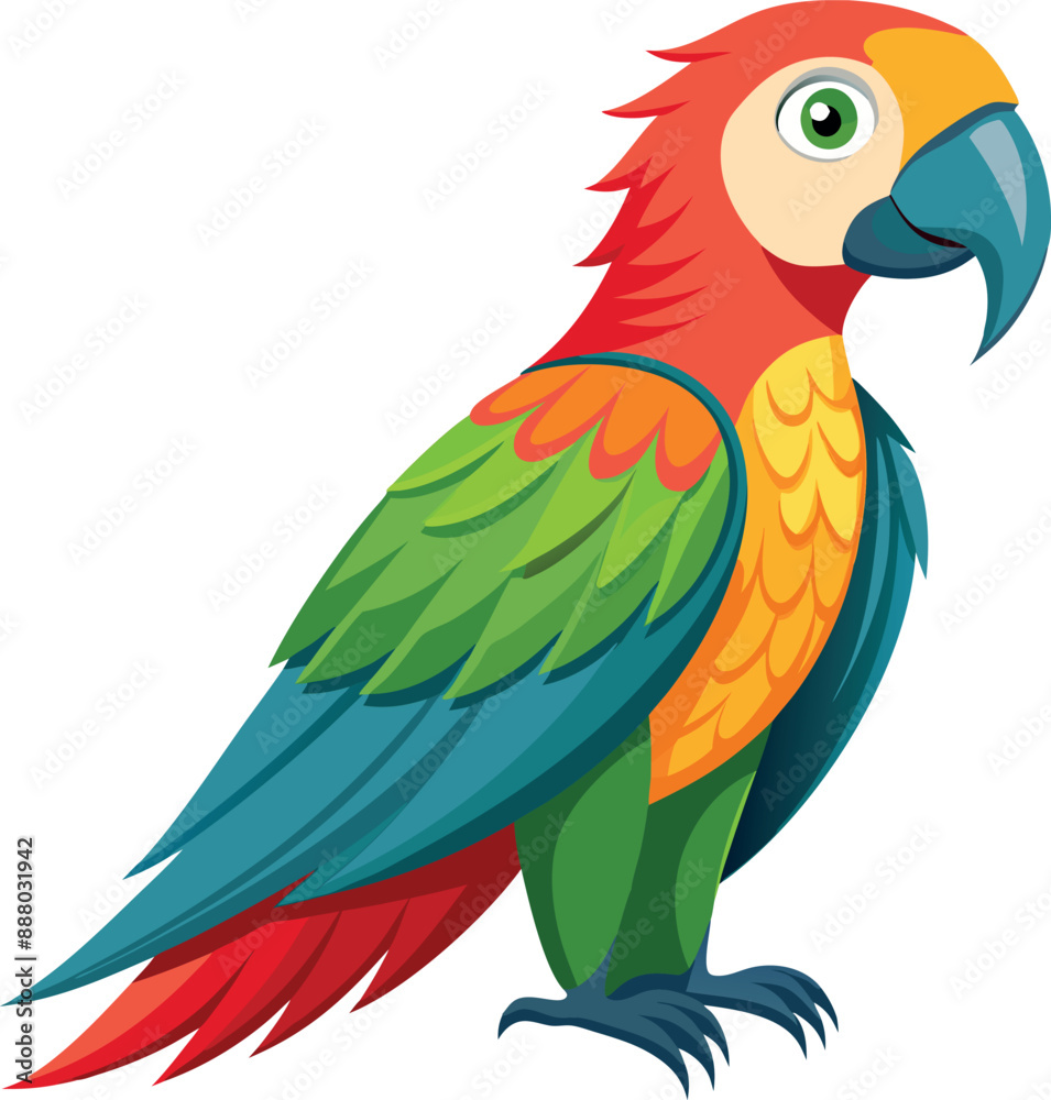 Fototapeta premium Cute Parrot cartoon collection, isolated on white background 