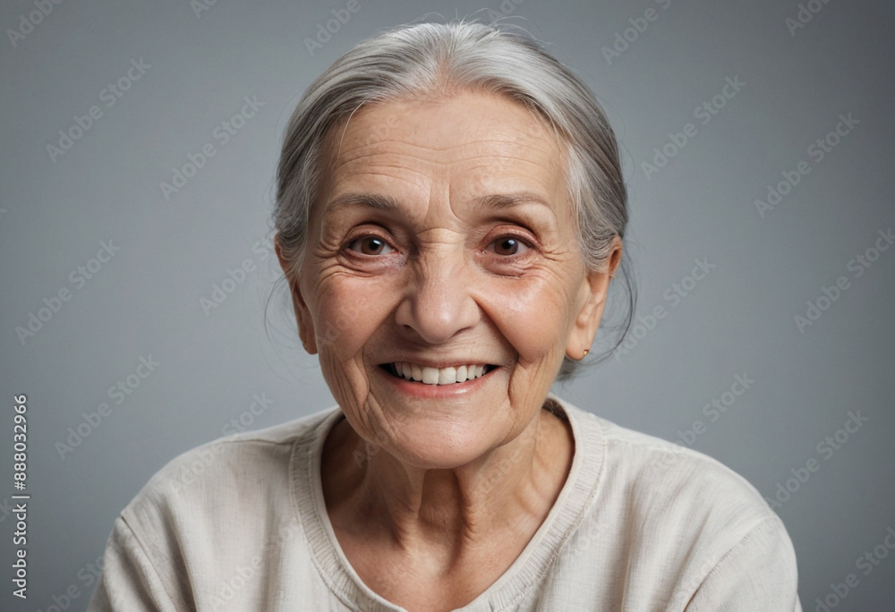 Portrait view of a regular happy smiling Romania old woman, ultra realistic, candid, social media, avatar image, plain solid background Portrait view of a regular happy smiling Romania old woman, ultra realistic, candid, social media, avatar image, plain solid background