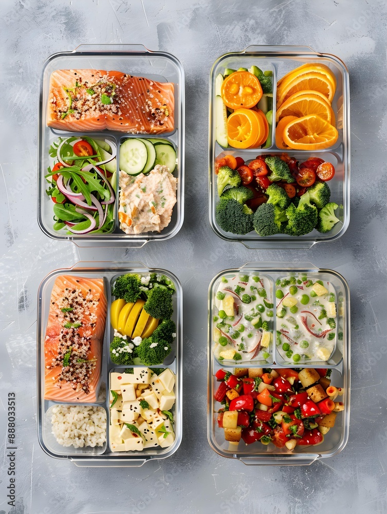 Healthy Meal Prep Containers With Various Dishes for a Week Healthy Meal Prep Containers With Various Dishes for a Week