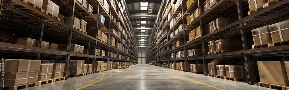 Endless Rows in a Vast Industrial Warehouse