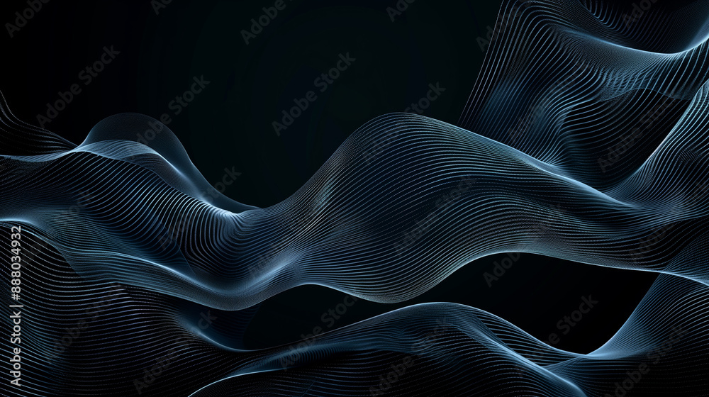 Obraz premium Abstract black background poster with dynamic waves. technology network background or wallpaper