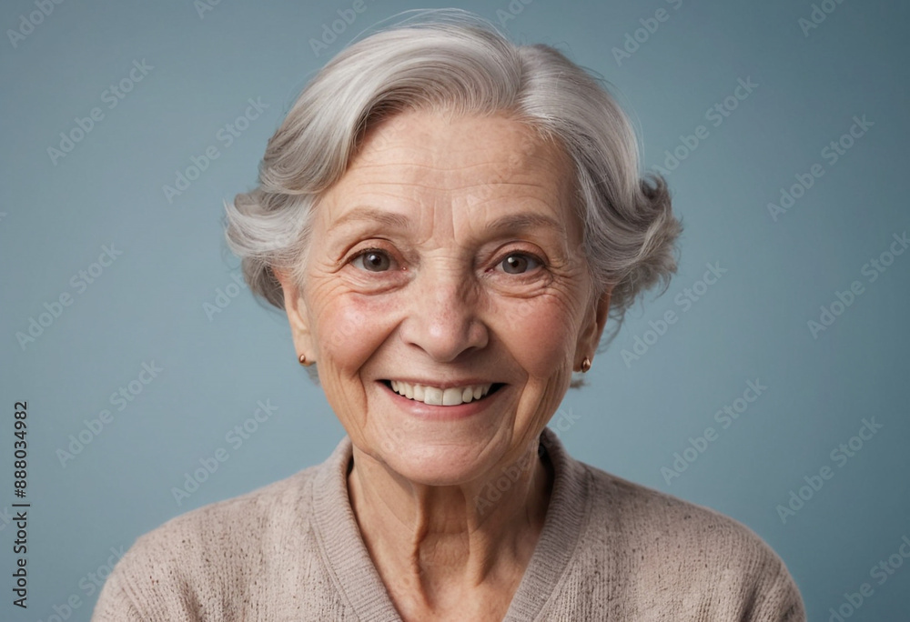 Portrait view of a regular happy smiling Canada old woman, ultra realistic, candid, social media, avatar image, plain solid background Portrait view of a regular happy smiling Canada old woman, ultra realistic, candid, social media, avatar image, plain solid background