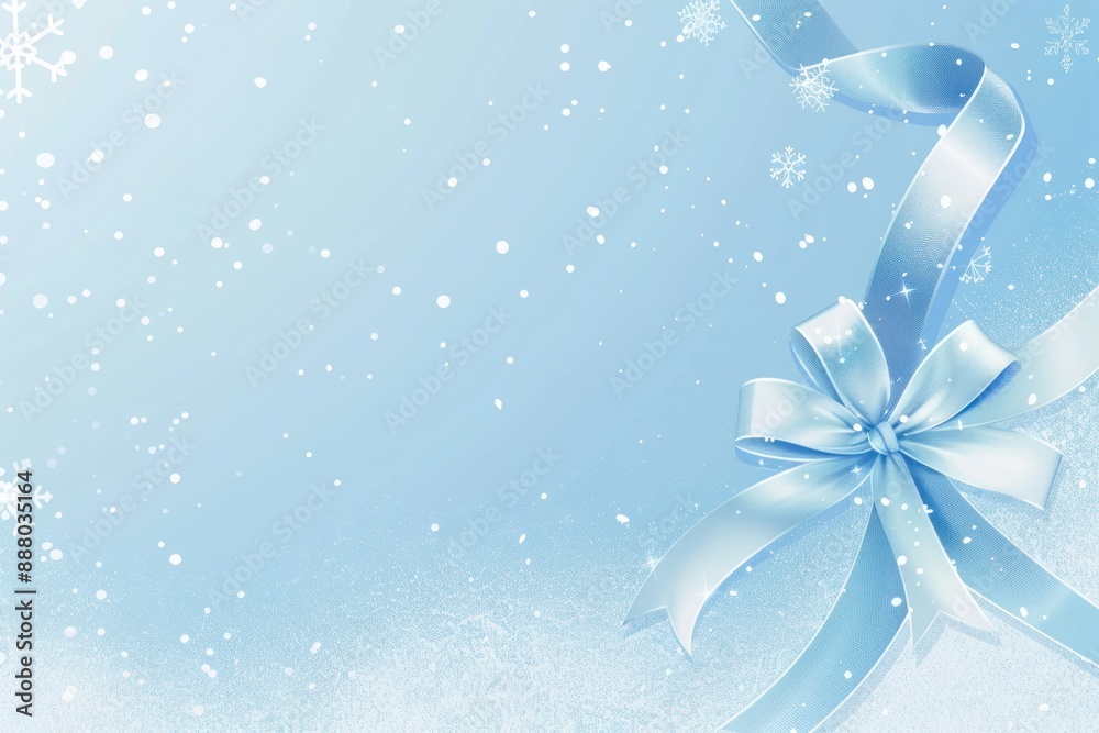 Blue Ribbon with Snowflakes and White Dots Blue Ribbon with Snowflakes and White Dots