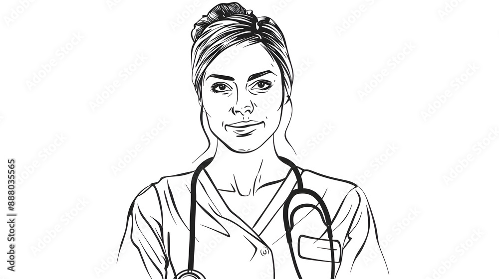 International Nurses Day Simple Black Line Sketch on Pastel Background. International Nurses Day Simple Black Line Sketch on Pastel Background.