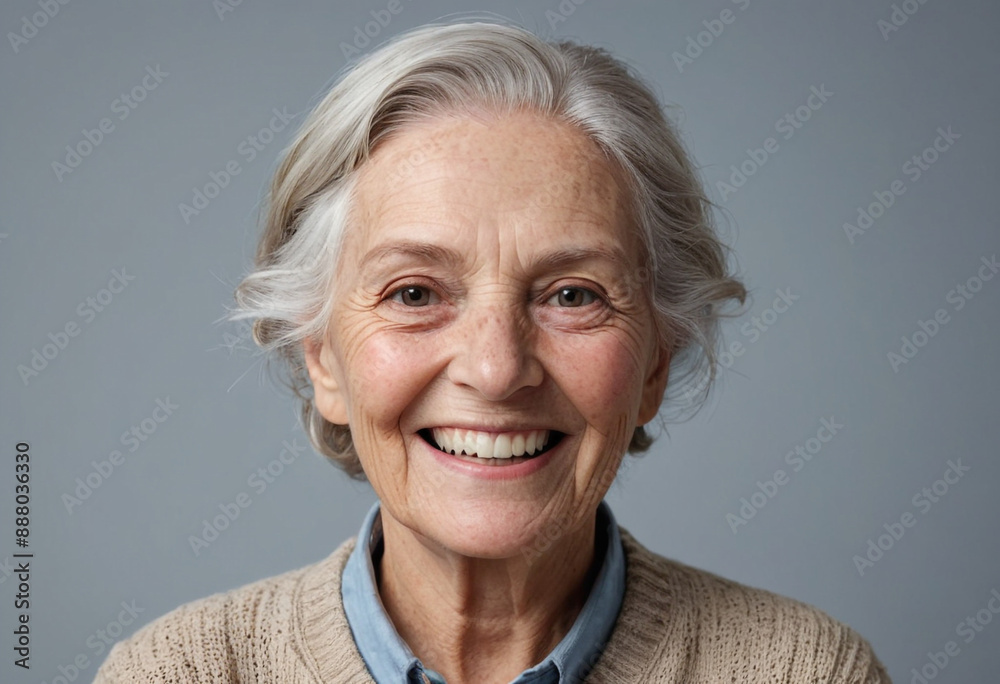 Portrait view of a regular happy smiling New Zealand old woman, ultra realistic, candid, social media, avatar image, plain solid background Portrait view of a regular happy smiling New Zealand old woman, ultra realistic, candid, social media, avatar image, plain solid background