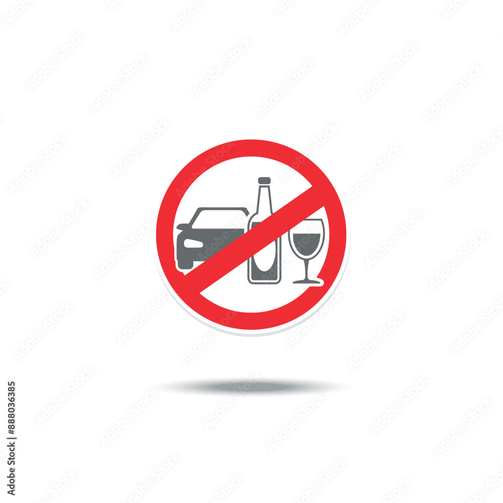 vector illustration of a sign prohibiting drinking alcohol while driving. vector illustration of a sign prohibiting drinking alcohol while driving.