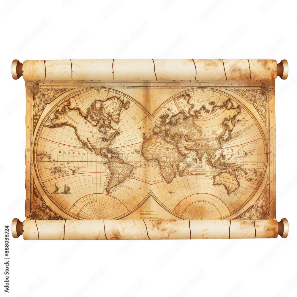 Obraz premium Vintage World Map Scroll
