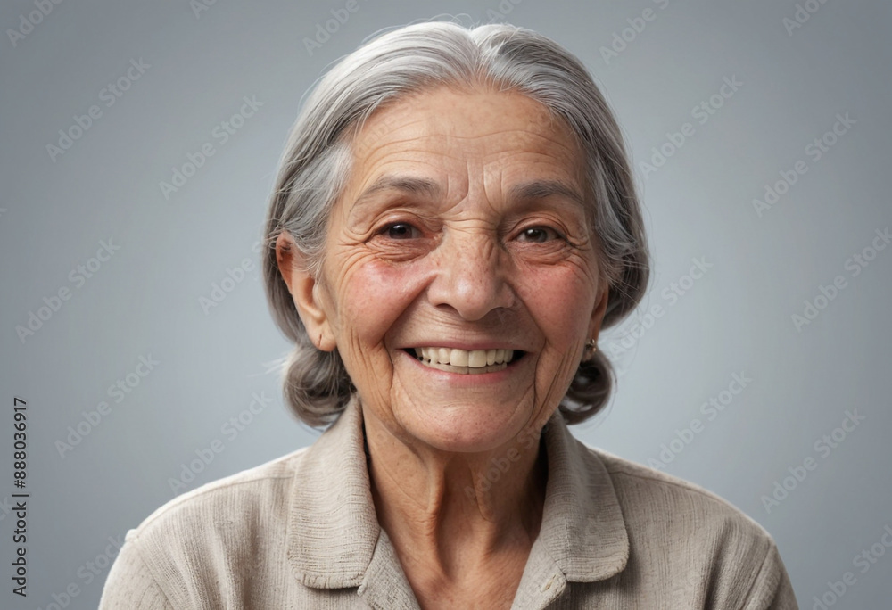 Portrait view of a regular happy smiling Chile old woman, ultra realistic, candid, social media, avatar image, plain solid background Portrait view of a regular happy smiling Chile old woman, ultra realistic, candid, social media, avatar image, plain solid background