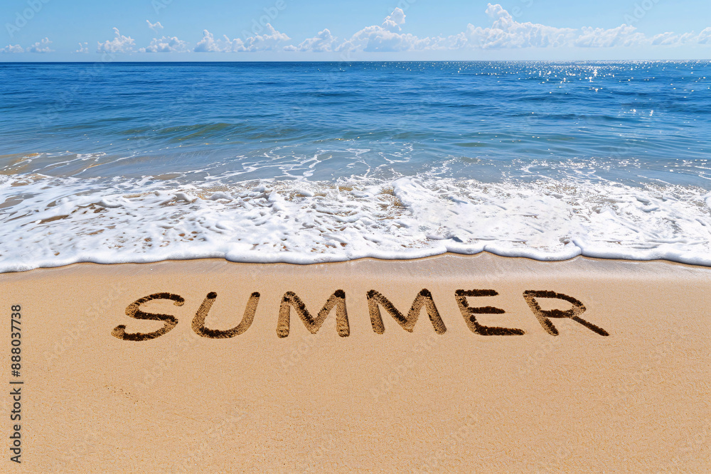 Fototapeta premium summer word on the sand