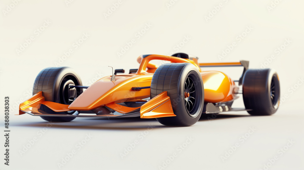 3D illustration of an orange racing car isolated on white background. 3D illustration of an orange racing car isolated on white background.