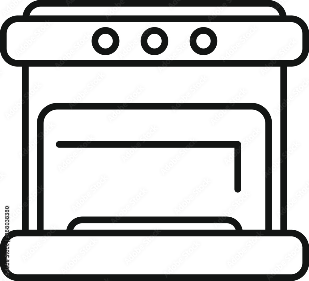 Line drawing of a modern kitchen stove with oven for cooking is standing and waiting for use Line drawing of a modern kitchen stove with oven for cooking is standing and waiting for use
