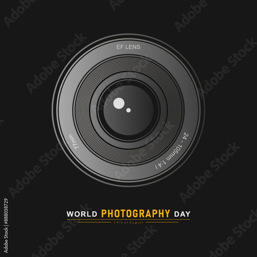 World photography day, August 19th, typography design with camera