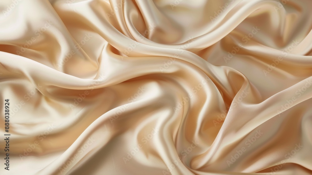 Soft Draped Beige Satin Fabric. Soft Draped Beige Satin Fabric.