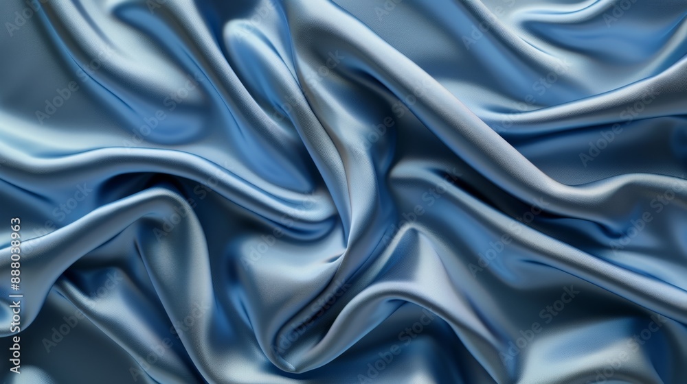 Fototapeta premium Blue Silk Fabric Texture.