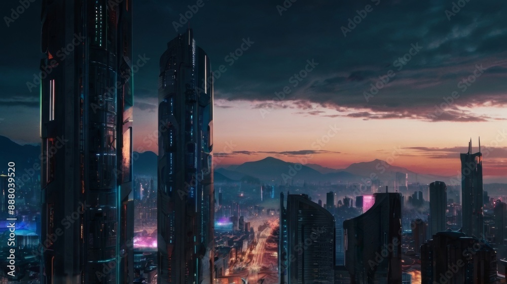 Fototapeta premium Abstract city for gaming background 