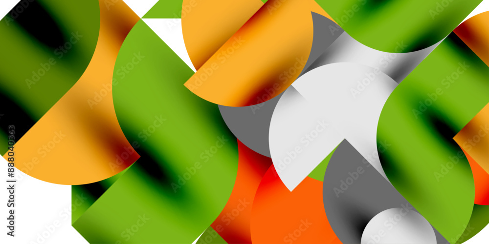 Tech minimal circular shapes geometric art. Vector modern circles