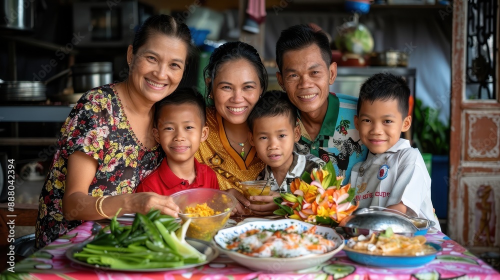 Happy Family Enjoying a Homemade Meal Together Happy Family Enjoying a Homemade Meal Together