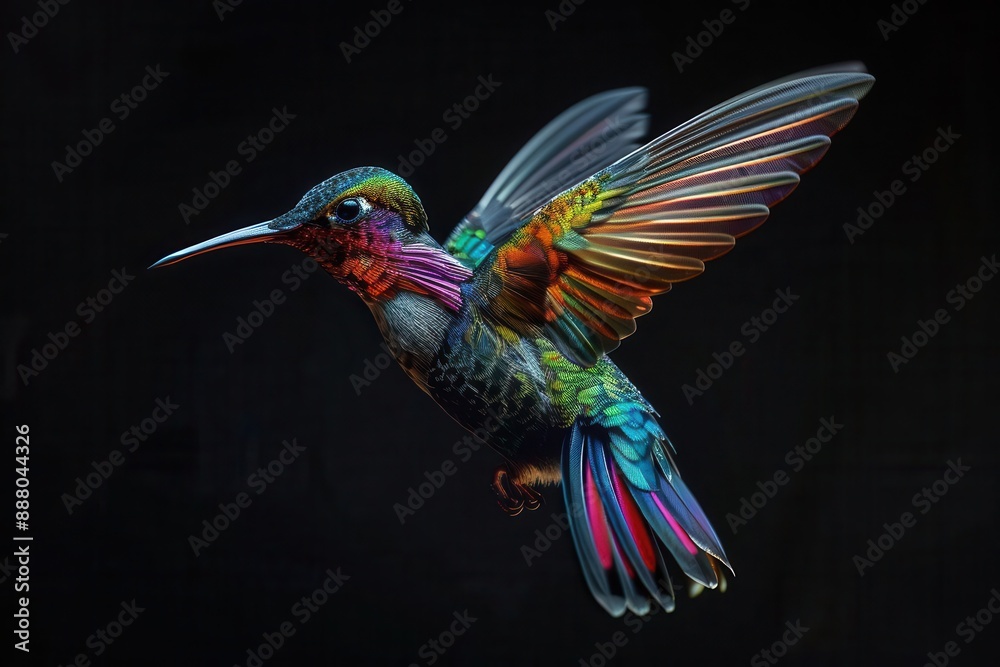 Fototapeta premium stunning hyperrealistic portrait of a vibrant hummingbird in flight captured with generative ai