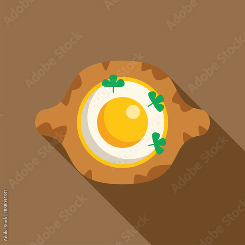 Delicious adjarian khachapuri with melted cheese and egg yolk, a popular dish from georgia