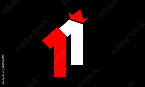 11 King Logo Number White Red Simple Modern