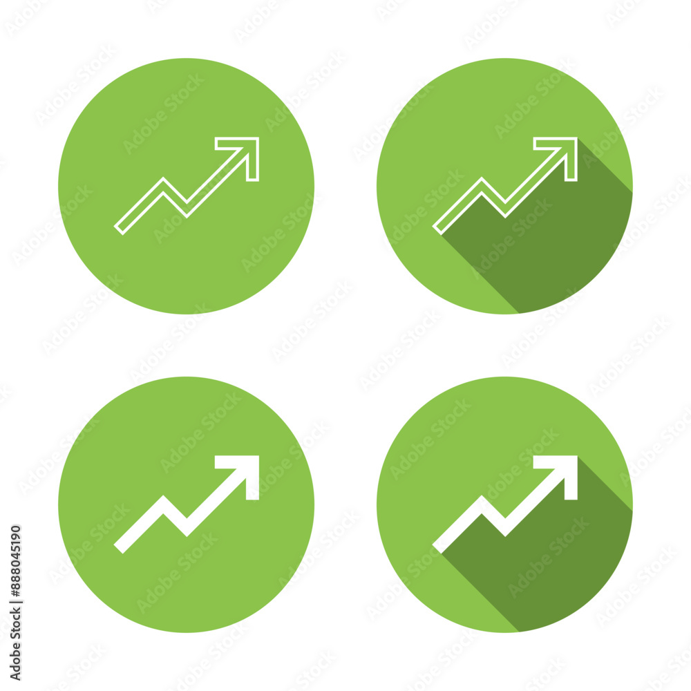 Growth arrow icon with long shadow. Increase arrows sign symbol Growth arrow icon with long shadow. Increase arrows sign symbol