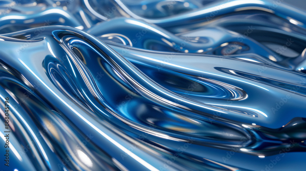 Abstract background 3D, shiny plastic waves with blue and silver textures and lights, interesting lustrous liquid wavy texture, 3D render Abstract background 3D, shiny plastic waves with blue and silver textures and lights, interesting lustrous liquid wavy texture, 3D render