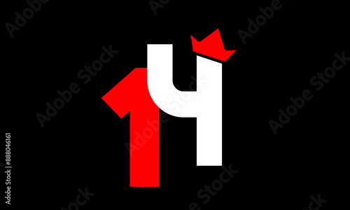 14 King Logo Number White Red Simple Modern