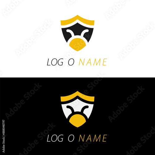 bee shield simple logo. logo company cyber networking