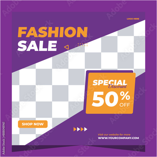 Fashion sale vector for social media ads, web ads, business messages, discount flyers and large sale banners. Social media post template design.