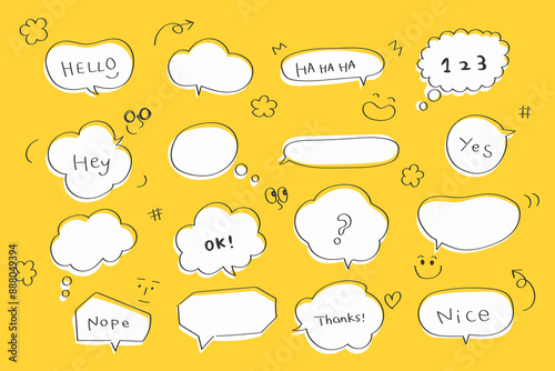 落書き風ふきだしセット/ doodle speech bubble