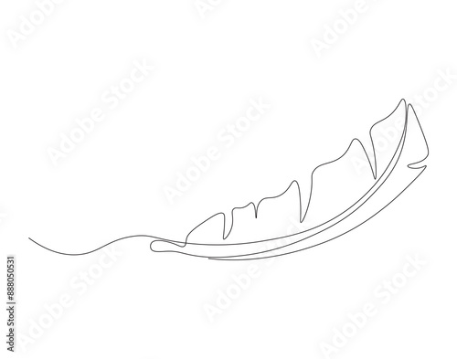 Continuous one line drawing of banana leaf. One line drawing illustration of banana leaf. Tropical leaf concept line art. Editable outline.
