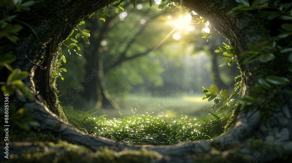 Fototapeta premium Enchanted Summer Forest: Gateway to a Mystical Realm Perfect for Fantasy Artwork