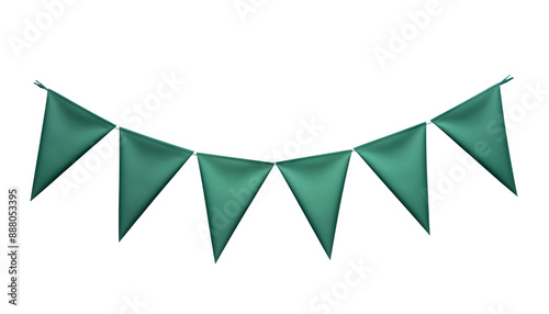 green bunting banner isolated on transparent background cutout photo