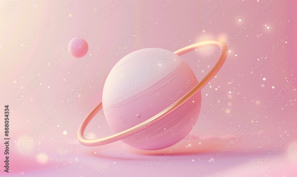 Pink Planet With Golden Ring