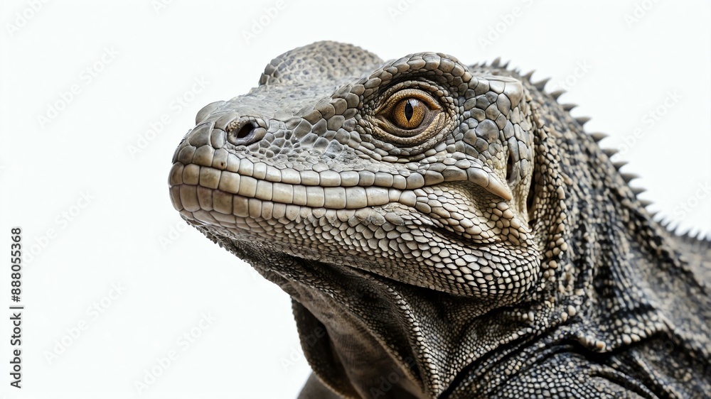 Obraz premium single comodo dragon animal isolated in pure white bac background