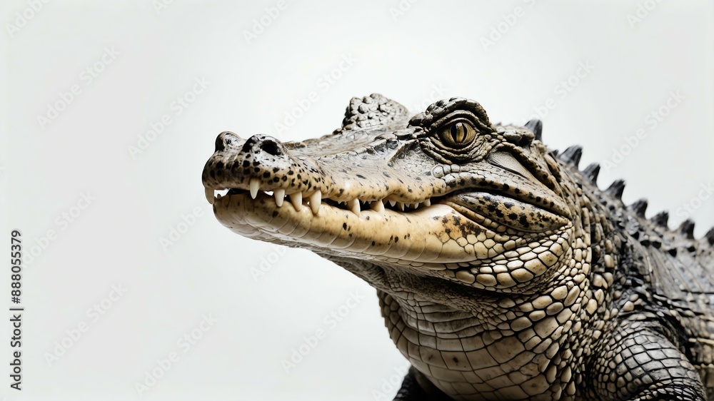 Fototapeta premium single crocodile animal isolated in pure white backgro background