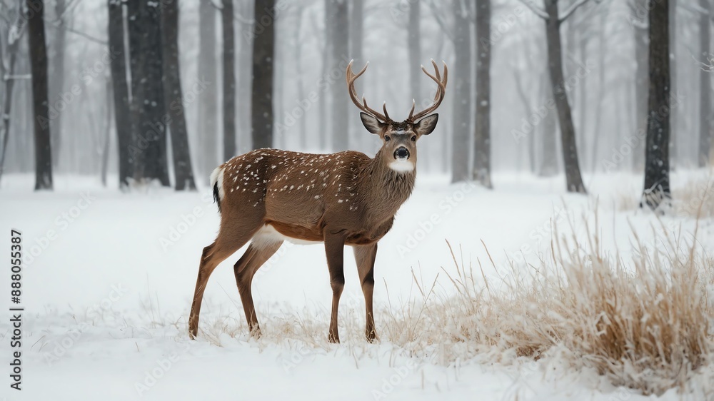 Fototapeta premium single deer animal isolated in pure white background