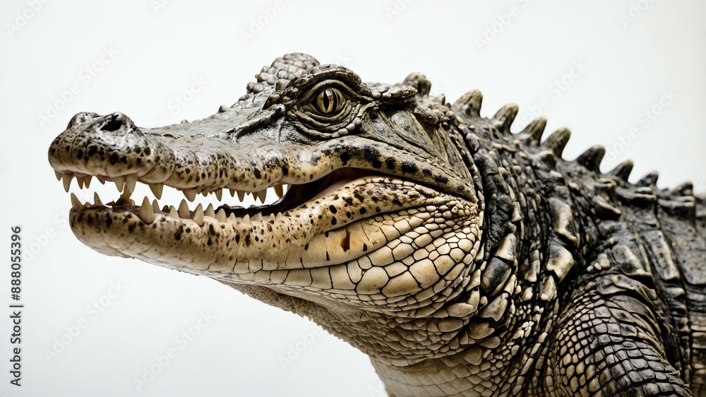 Fototapeta premium single crocodile animal isolated in pure white backgro background