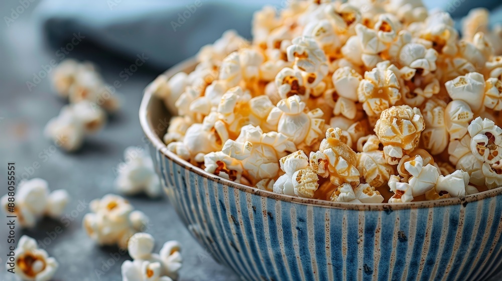 Golden Caramel Popcorn Delight on Kitchen Counter | Sweet Homemade Treat in Cozy Home Setting Golden Caramel Popcorn Delight on Kitchen Counter | Sweet Homemade Treat in Cozy Home Setting