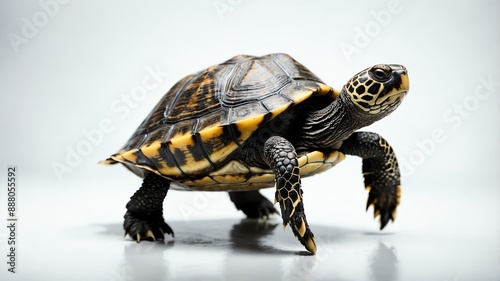 single turtle animal isolated in pure white background