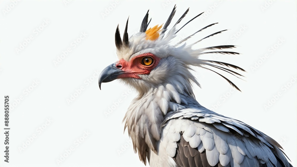 single secretary bird animal isolated in pure white ba background single secretary bird animal isolated in pure white ba background