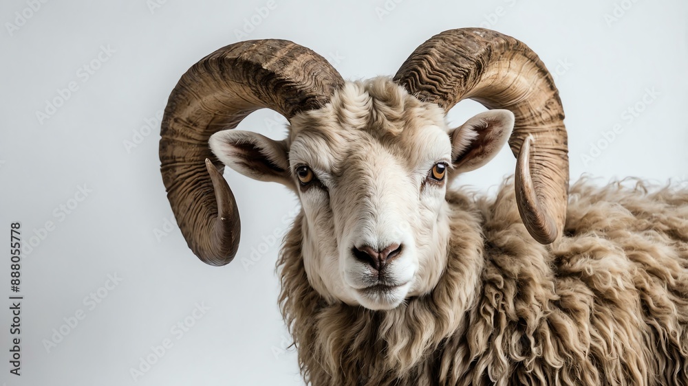 single ram animal isolated in pure white background single ram animal isolated in pure white background
