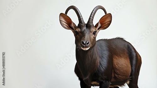 single saola animal isolated in pure white background