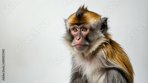 single monkey animal isolated in pure white background