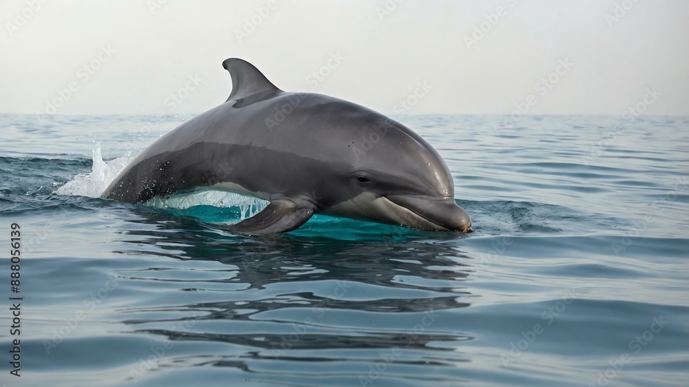 Fototapeta premium single irrawaddy dolphin animal isolated in pure white background