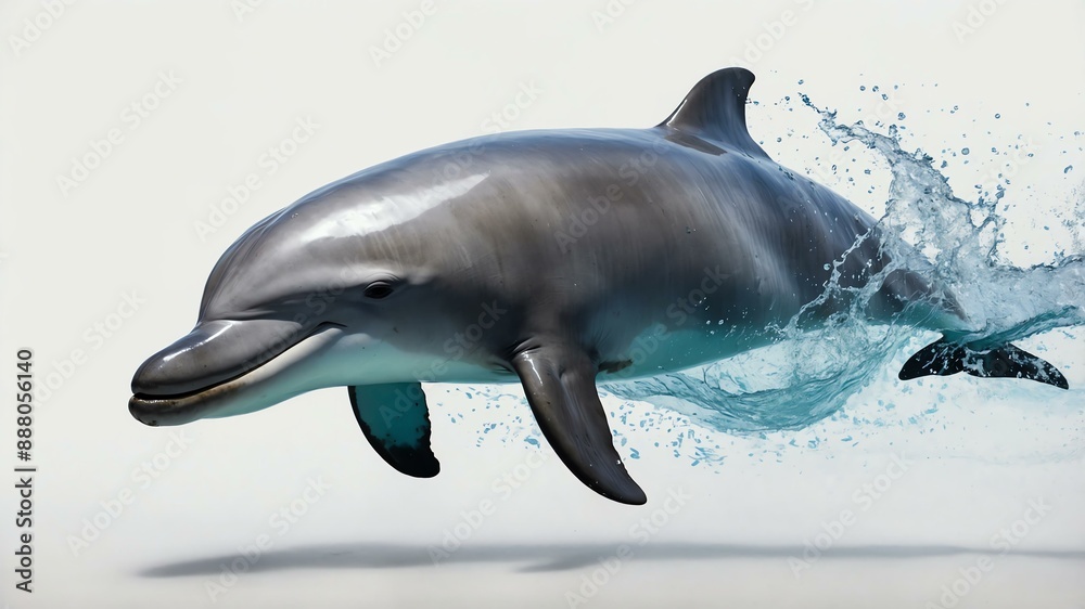 Naklejka premium single irrawaddy dolphin animal isolated in pure white background