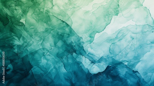Wallpaper Mural Abstract Watercolor Background in Teal and Green. Torontodigital.ca