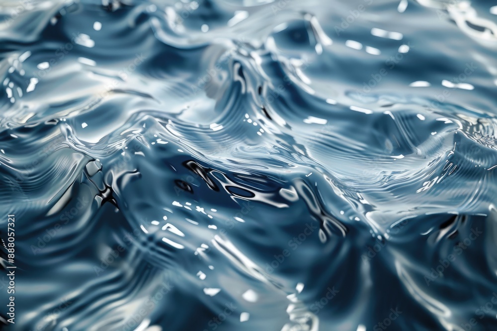 Abstract 3D rendering of a turbulent water surface with caustics